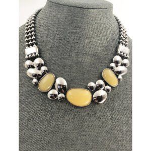 Lia Sophia silver tone and Faux Yellow Amber Coloured Cabochons